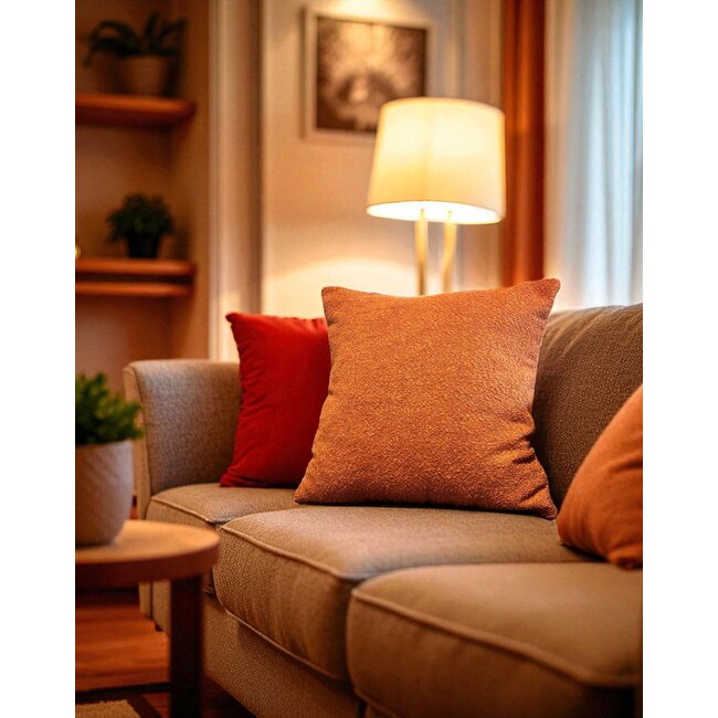 Bouclé Cognac Kissenbezug | 45x45 cm | Polyester