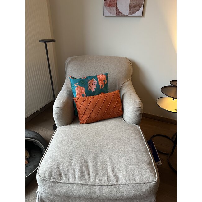 Velvet Cross Terracotta Kussenhoes | 30x50 cm | Velvet/Polyester