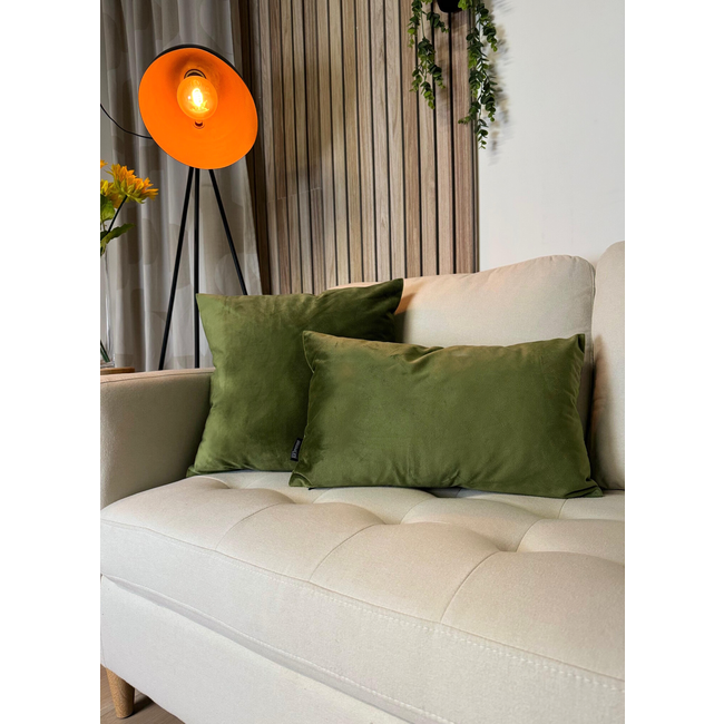 Velvet Olijfgroen Kussenhoes | 30x50 cm | Polyester