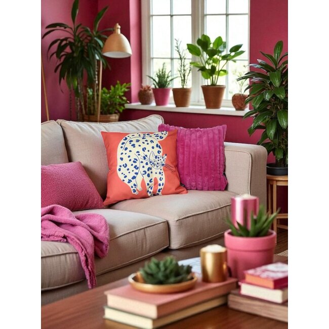 Rosie Rib Roze Kussenhoes | 45x45 cm | Polyester