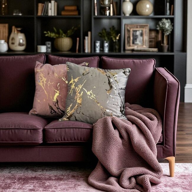 Metallic Marble Grey | 45 x 45 cm | Kussenhoes | Velvet/Polyester