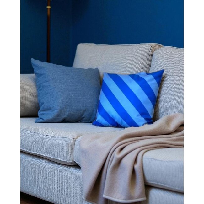 Stripe Blauw/Donkerblauw  | 45 x 45 cm | Kussenhoes | Katoen/Polyester