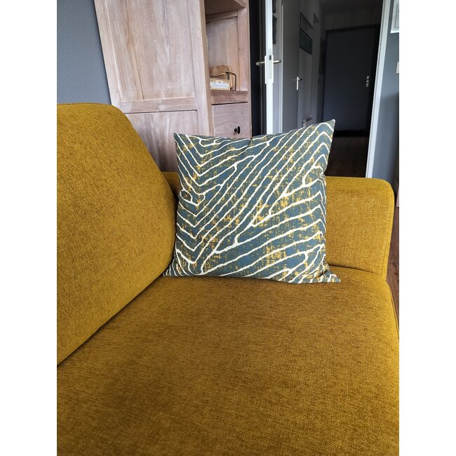 Abstracto Blauw/Geel | 45 x 45 cm | Kussenhoes | Katoen/Polyester