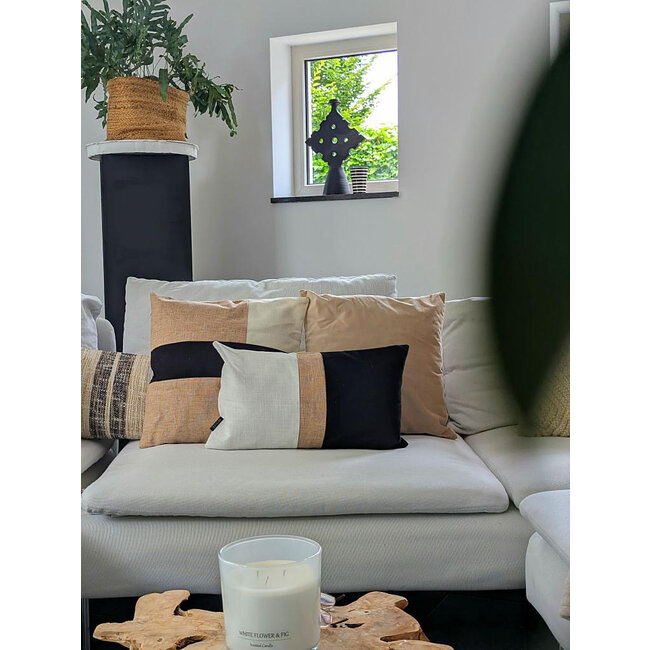 Block Jute Kussenhoes | 45x45 cm | Katoen