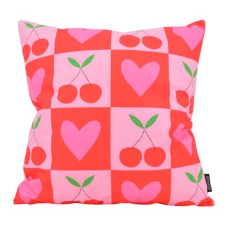 Gek op kussens! Cherry Heart Kussenhoes | 45x45 cm | Katoen/Polyester