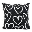 Hartjes Zwart Kussenhoes | 45x45 cm | Katoen/Polyester