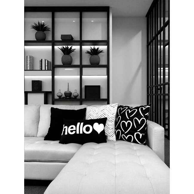 Hartjes Zwart Kussenhoes | 45x45 cm | Katoen/Polyester