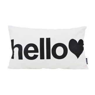 Gek op kussens! Hello Wit Kussenhoes | 30x50 cm | Katoen/Polyester