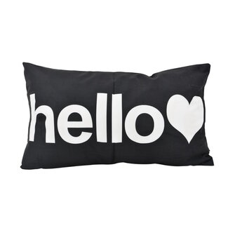 Gek op kussens! Hello Zwart | 30 x 50 cm | Kussenhoes | Katoen/Polyester