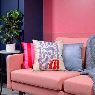 Streep Rood/Roze Kussenhoes | 45x45 cm | Katoen/Polyester