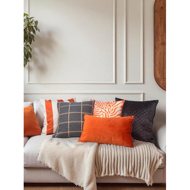 Sierkussen Grey / Orange Woven | 45 x 45 cm | Polyester