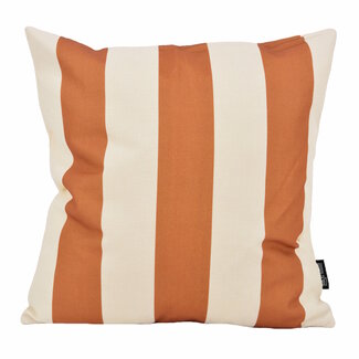 Gek op kussens! Ela Stripe Cognac Kussenhoes | 45x45 cm | Katoen/Linnen