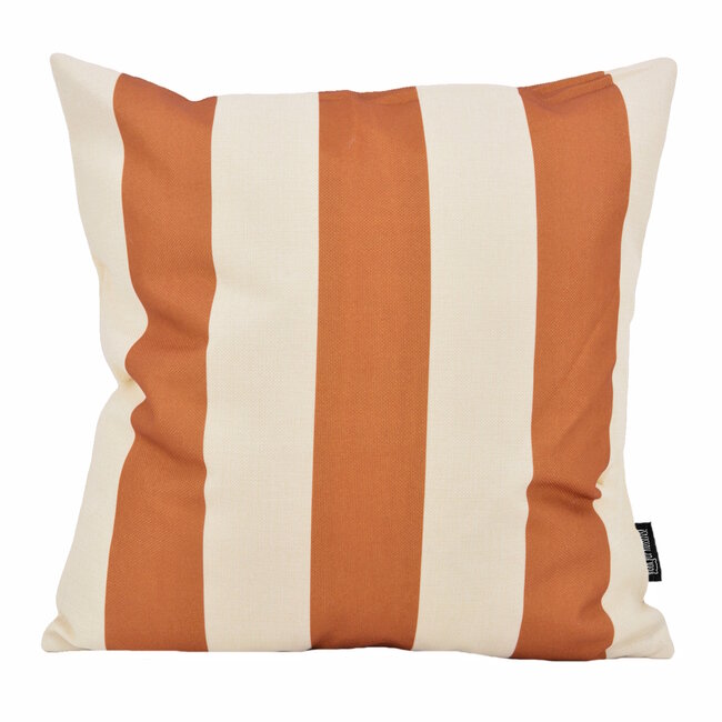 Sierkussen Ela Stripe Cognac | 45 x 45 cm | Katoen/Linnen