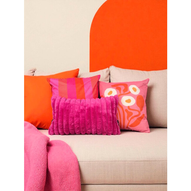 Pink Orange Stripes Kussenhoes | 45x45 cm | Katoen/Polyester