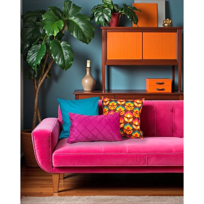 Velvet Cross Rosa Kissenbezug | 30x50 cm | Samt/Polyester