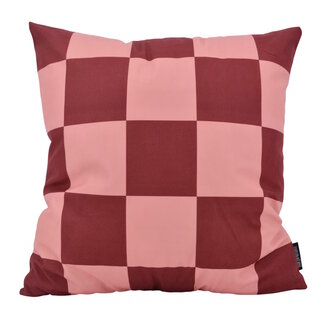 Gek op kussens! Checker Wijnrood/Oudroze | 45 x 45 cm | Kussenhoes | Katoen/Polyester