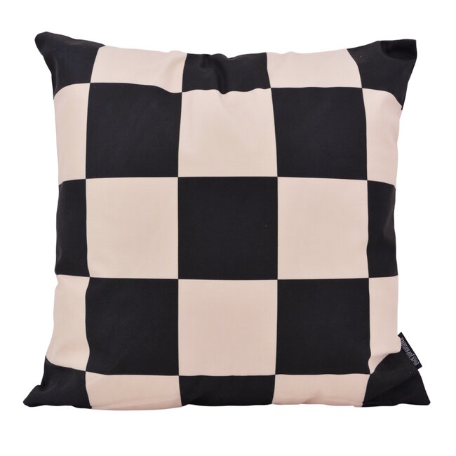 Sierkussen Checker Zwart/Beige | 45 x 45 cm | Katoen/Polyester