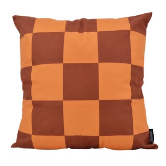 Gek op kussens! Checker Cognac/Braun Kissenbezug | 45x45 cm | Baumwolle/Polyester