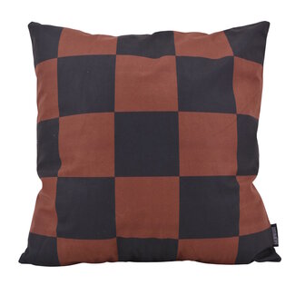 Gek op kussens! Checker Zwart/Bruin Kussenhoes | 45x45 cm | Katoen/Polyester