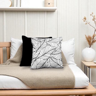 Black & White Leaves Kussenhoes | 45x45 cm | Katoen/Polyester