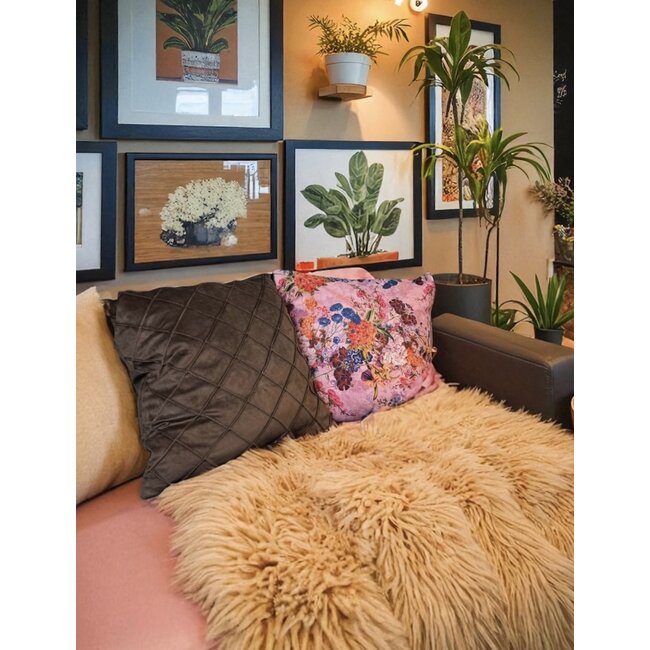 Velvet Cross Bruin | 45 x 45 cm | Kussenhoes | Velvet/Polyester