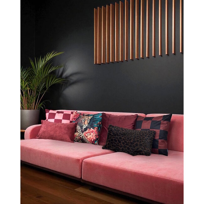 Checker Wijnrood/Oudroze Kussenhoes | 45x45 cm | Katoen/Polyester