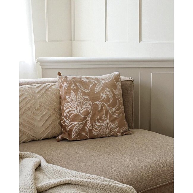 Sierkussen Lena Leafs Bruin | 45 x 45 cm | Katoen/Polyester