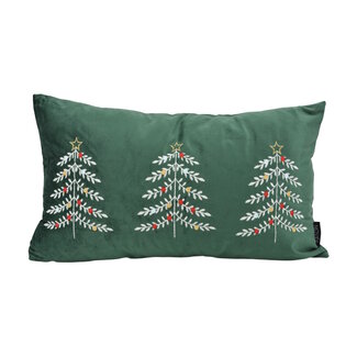 NOVÉE Velvet Tree Groen Kussenhoes | 30x50 cm | Fluweel/Polyester