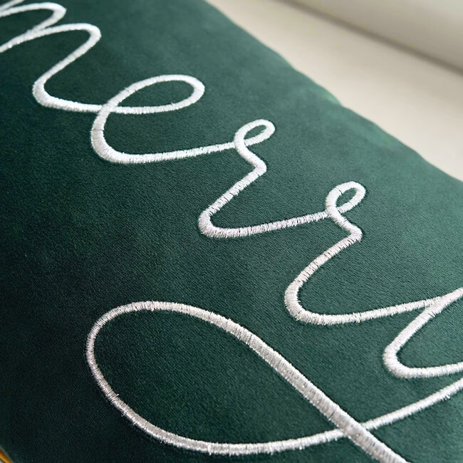 Velvet Merry Groen Kussenhoes | 30x50 cm | Fluweel/Polyester