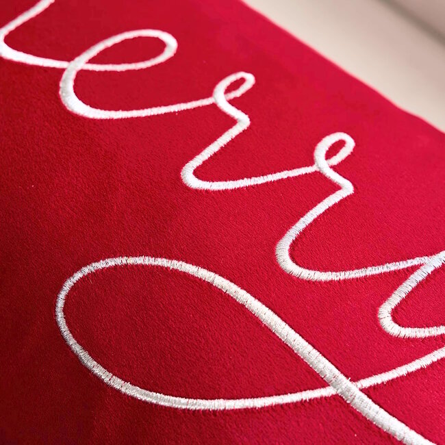 Velvet Merry Rood Kussenhoes | 30x50 cm | Fluweel/Polyester