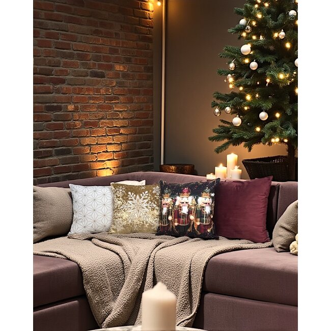 Nadal White/Gold Kussenhoes | 45x45 cm | Katoen