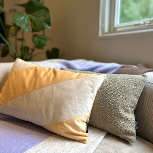 Sierkussen Velvet Swirl Geel/Crème | 30 x 50 cm  | Fluweel/Polyester