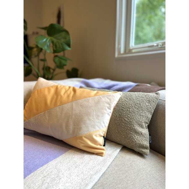 Velvet Swirl Gelb/Crème Kissenbezug | 30x50 cm | Samt/Polyester