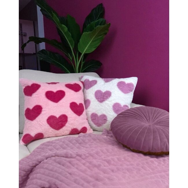 Sierkussen Furry Hart Roze | 45 x 45 cm | Polyester