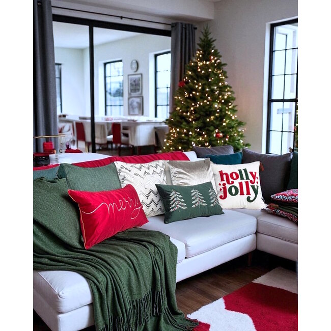 Velvet Tree Groen Kussenhoes | 30x50 cm | Fluweel/Polyester