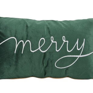 Velvet Merry Groen Kussenhoes | 30x50 cm | Fluweel/Polyester