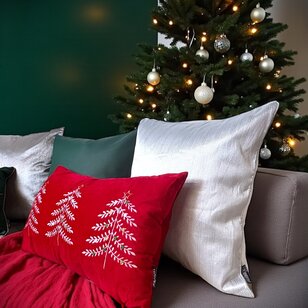 Velvet Tree Rood Kussenhoes | 30x50 cm | Fluweel/Polyester