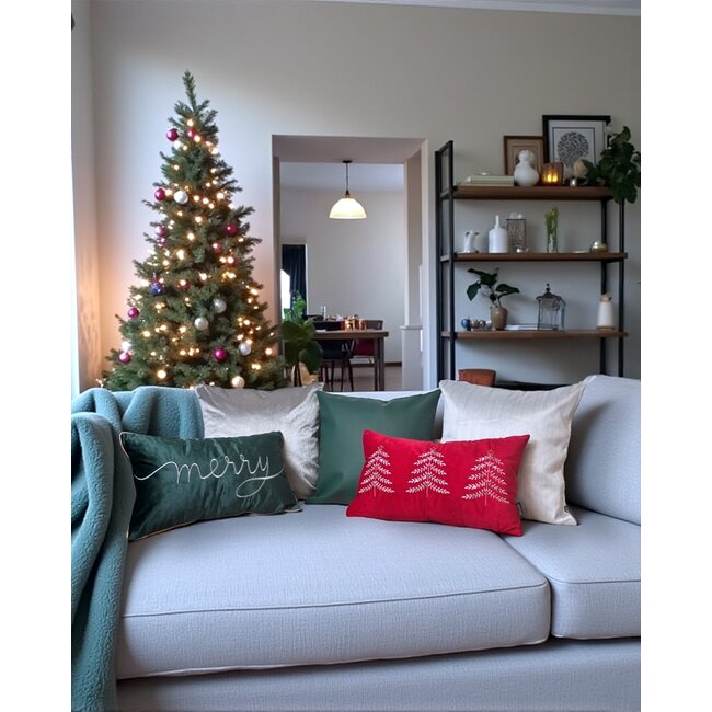 Velvet Tree Rood | 30 x 50 cm | Kussenhoes | Fluweel/Polyester