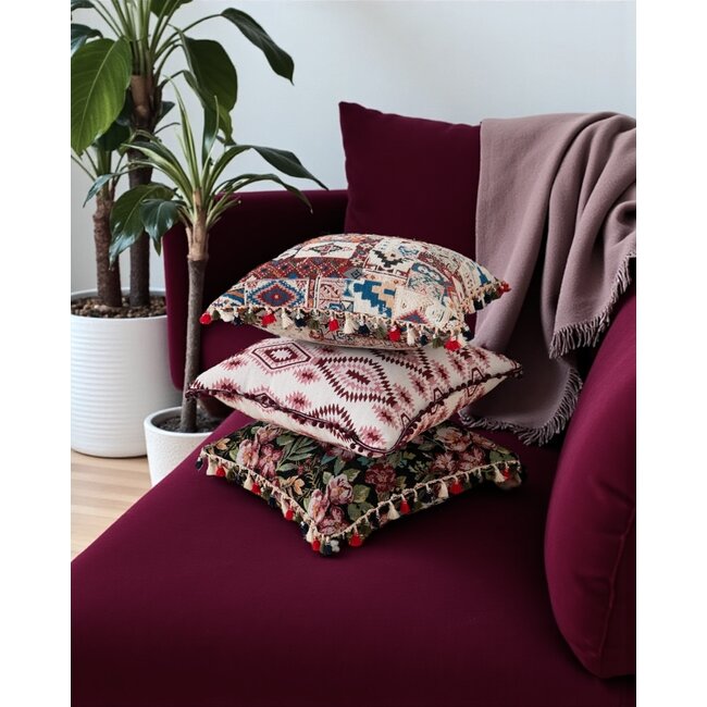 Sierkussen Pompom Aztec Boho | 45 x 45 cm | Katoen/Polyester
