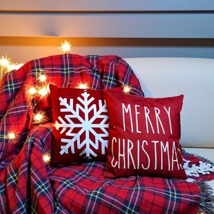 Red Snowflake Kussenhoes | 45x45 cm | Katoen/Polyester