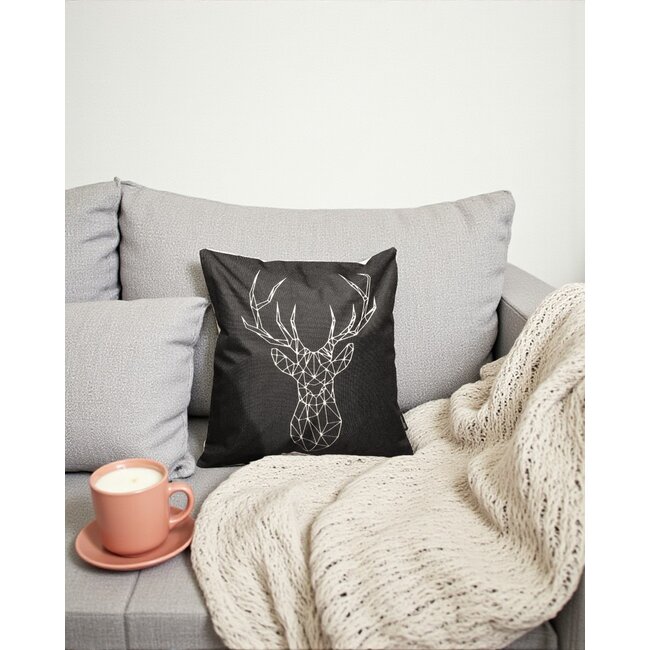 Sierkussen Graphic Deer | 45 x 45 cm | Katoen/Linnen