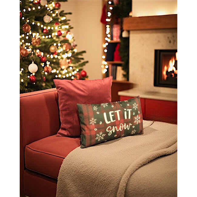 Let It Snow Kussenhoes | 30x50 cm | Katoen/Linnen