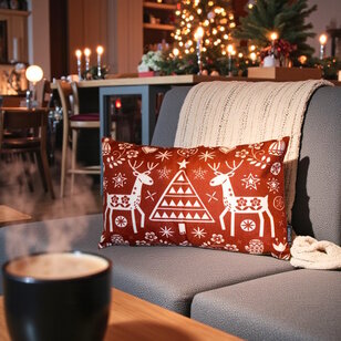 Reindeer Print Kussenhoes | 30x50 cm | Katoen/Linnen