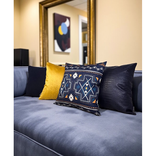 Indian Style Darkblue Kussenhoes | 45x45 cm | Katoen/Linnen