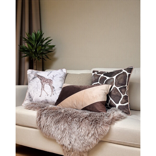 Velvet Swirl Beige/Bruin Kussenhoes | 30x50 cm | Polyester