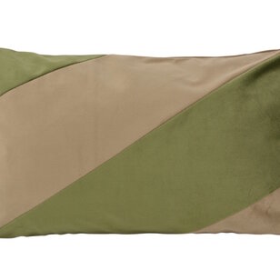 Sierkussen Velvet Swirl Olijfgroen/Taupe | 30 x 50 cm | Polyester