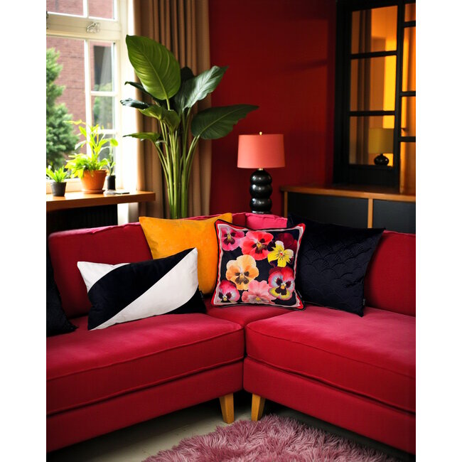 Velvet Swirl Zwart/Wit Kussenhoes | 30x50 cm | Polyester