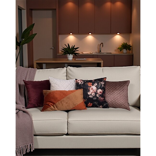 Velvet Swirl Goudbruin/Terracotta Kussenhoes | 30x50 cm | Polyester