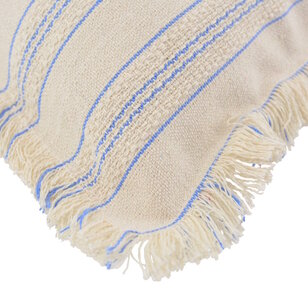 Yuna Stripe Blau Kissenbezug | 45x45 cm | Baumwolle/Leinen