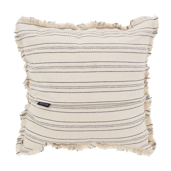 Yuna Stripe Zwart | 45 x 45 cm | Kussenhoes | Katoen/Linnen